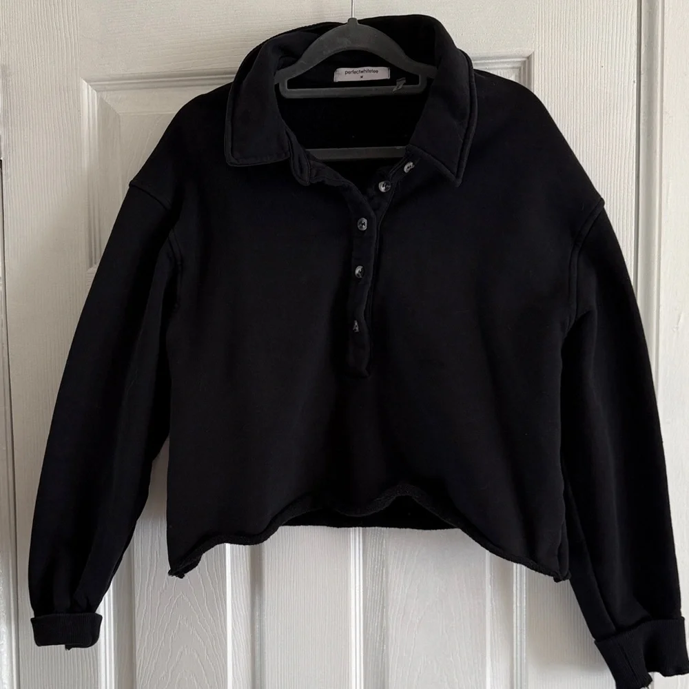 perfectwhitetee Black Collared Sweatshirt - Picture 3 of 5